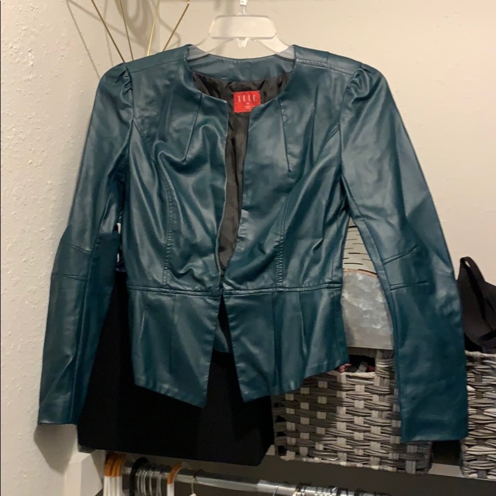 Elle dark green leather like jacket